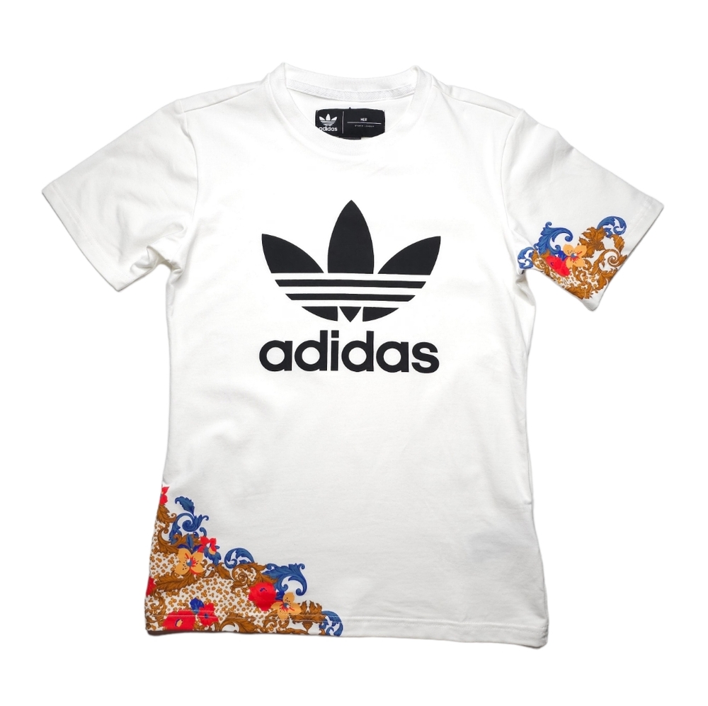 Adidas Originals HER Studio London White Tee w Unique Floral Print Women's XS